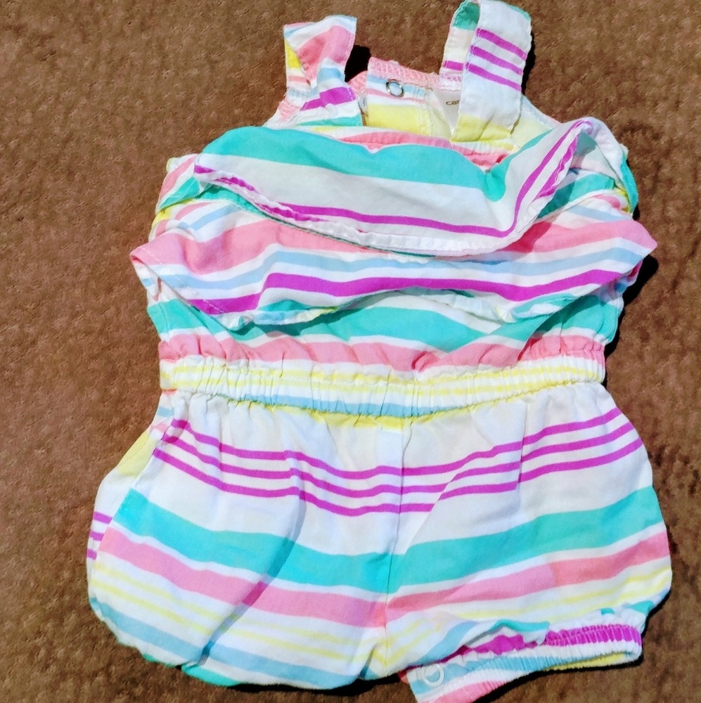 Striped ruffle romper
